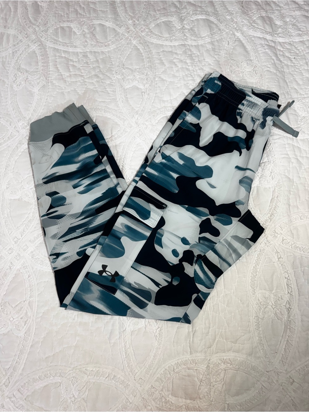 Under Armour Kids Camo Joggers in Blue and Gray